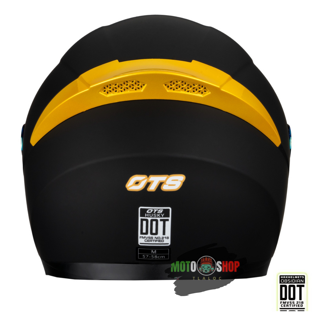 CASCO INTEGRAL OTS HUSKY NEGRO DORADO SOLID MATE