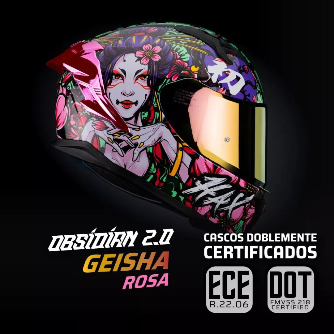 CASCO HAX INTEGRAL OBSIDIAN GEISHA ROSA BRILLOSO V 2.0
