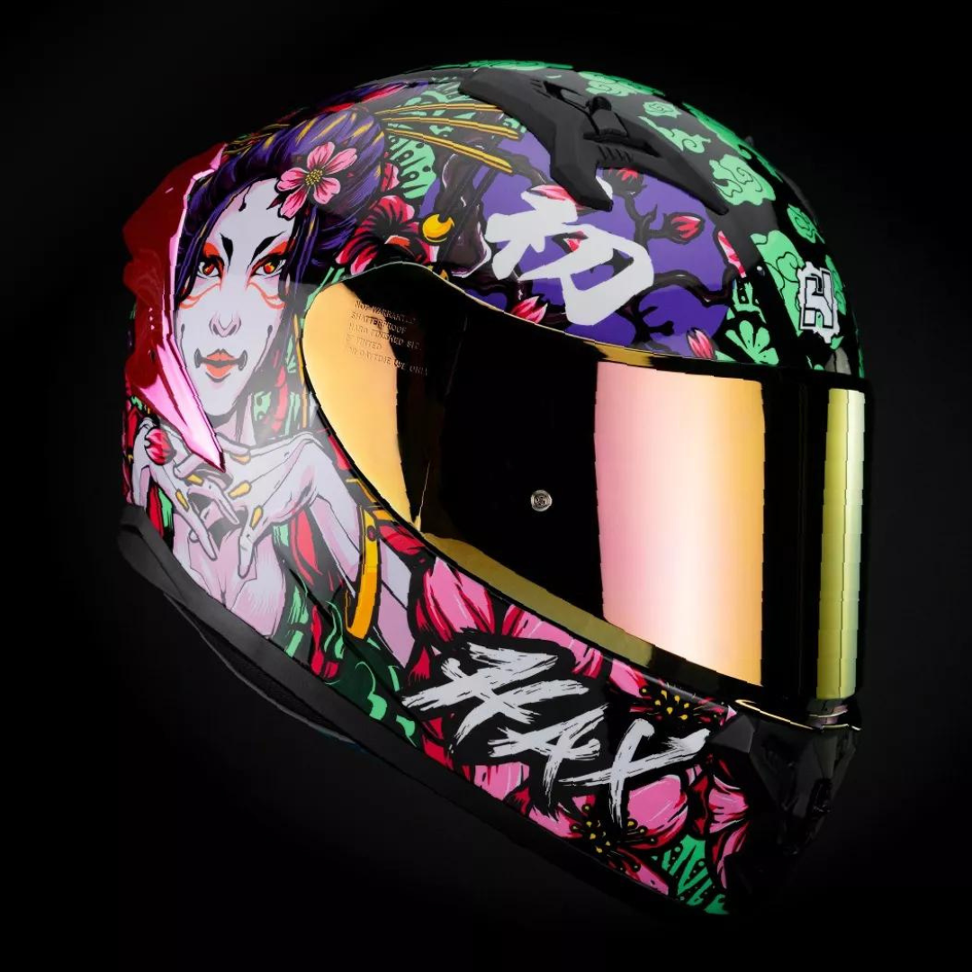 CASCO HAX INTEGRAL OBSIDIAN GEISHA ROSA BRILLOSO V 2.0