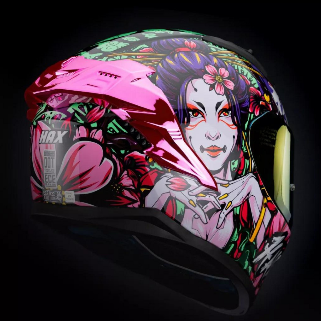 CASCO HAX INTEGRAL OBSIDIAN GEISHA ROSA BRILLOSO V 2.0