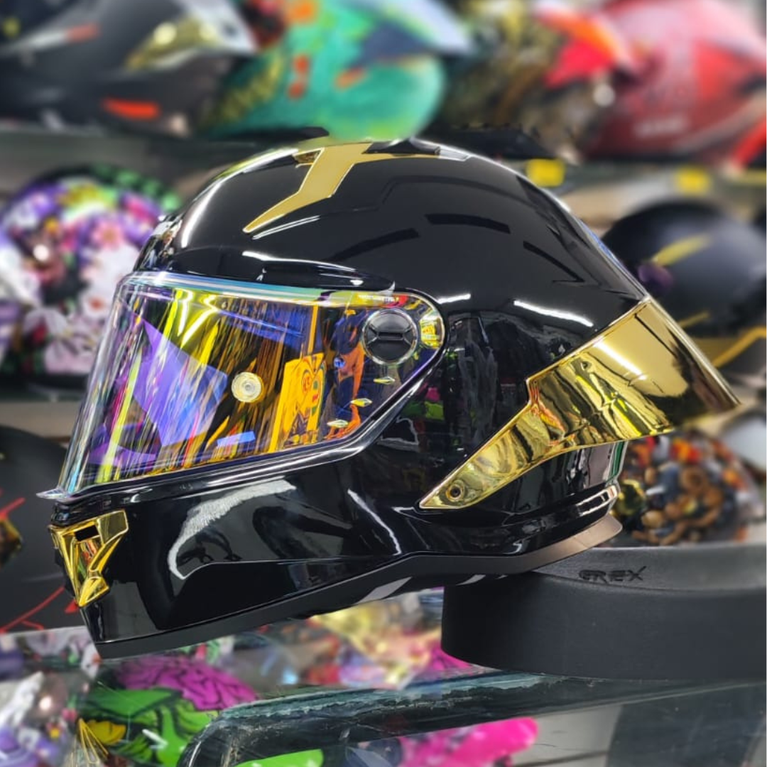 CASCO XTRONG XTR352 R1 NEGRO DORADO BRILLOSO