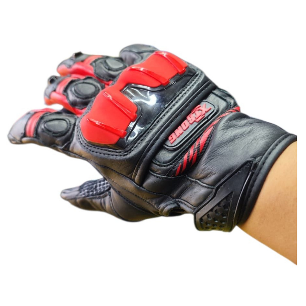 GUANTES XTRONG XTR-4136 PIEL NEGRO ROJO