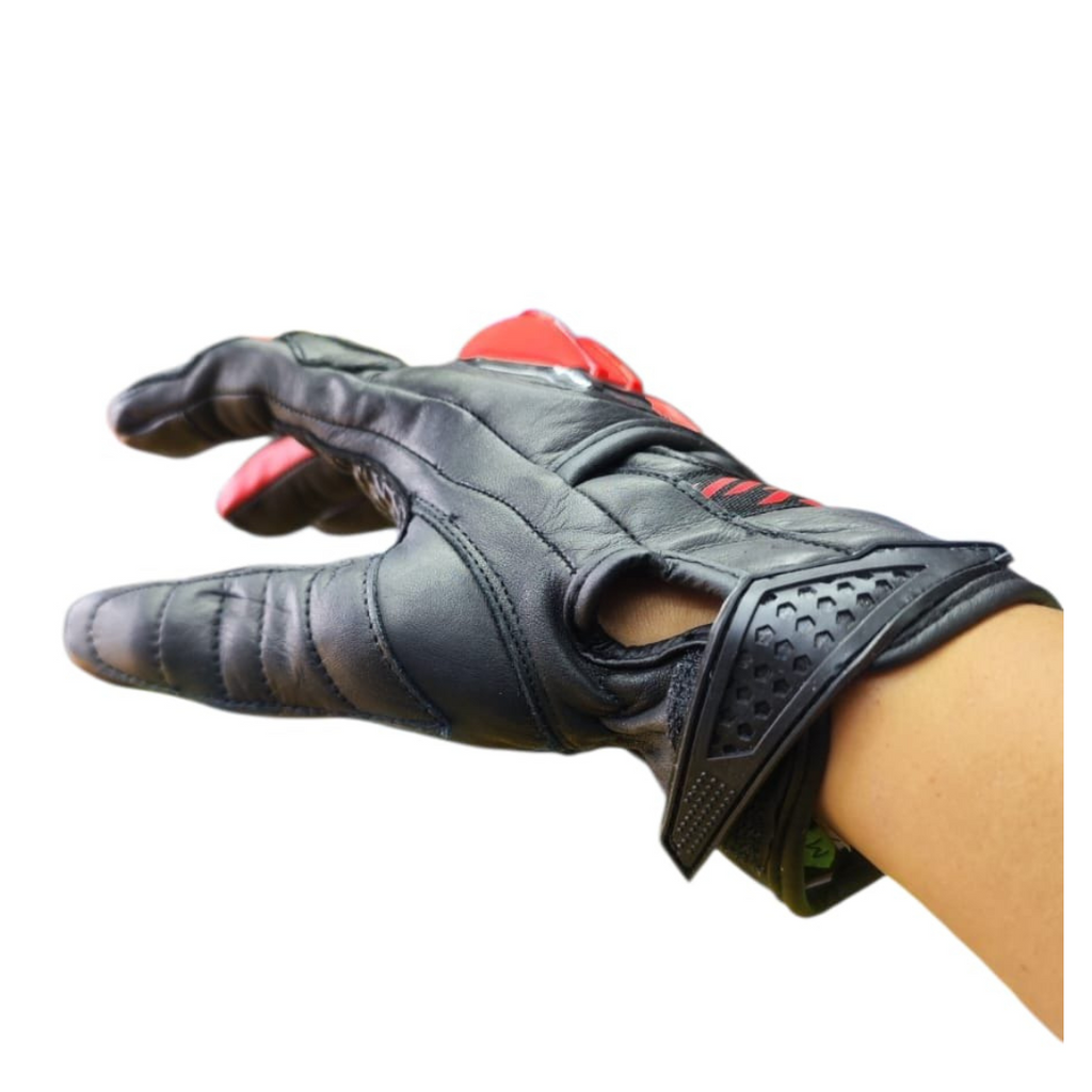 GUANTES XTRONG XTR-4136 PIEL NEGRO ROJO