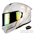 CASCO ABATIBLE HAX OBSIDIAN BLANCO DORADO BRILLOSO