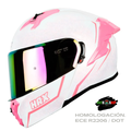 CASCO ABATIBLE HAX OBSIDIAN BLANCO ROSA BRILLOSO