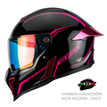CASCO INTEGRALHAX BLACK PEARL NEGRO ROSA BRILLOSO