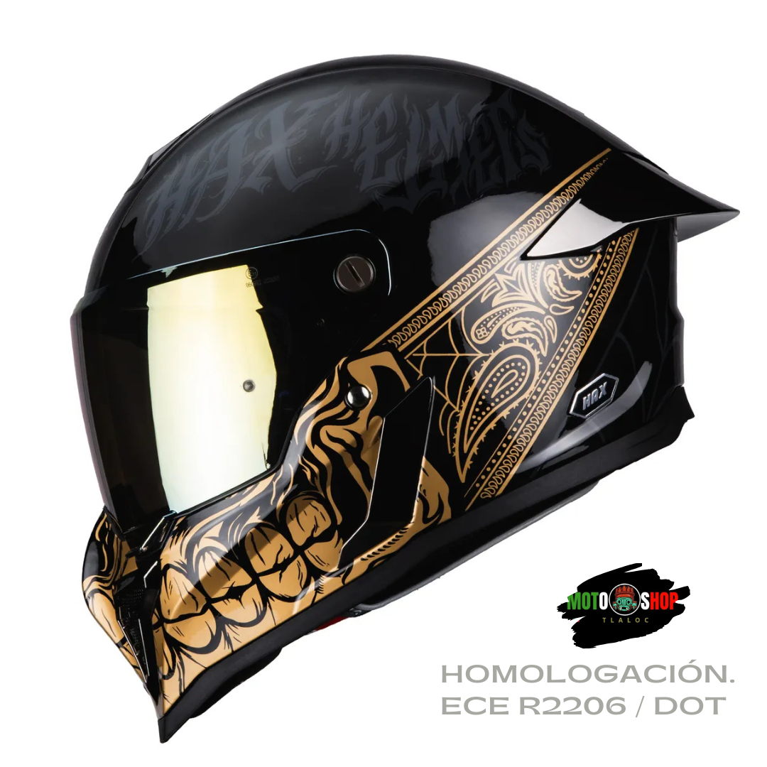 CASCO INTEGRALHAX BLACK PEARL BANDIT NEGRO DORADO BRILLOSO