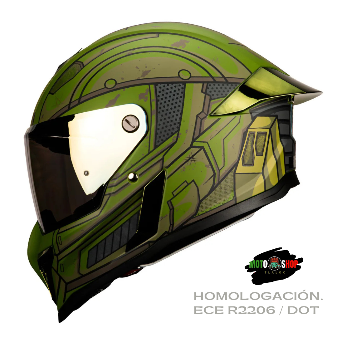 CASCO INTEGRAL HAX BLACK PEARL APARTAN VERDE MATE