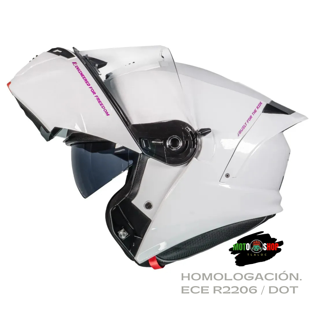 CASCO ABATIBLE XTRONG XTR-128 PHANTOM BLANCO SOLID BRILLOSO