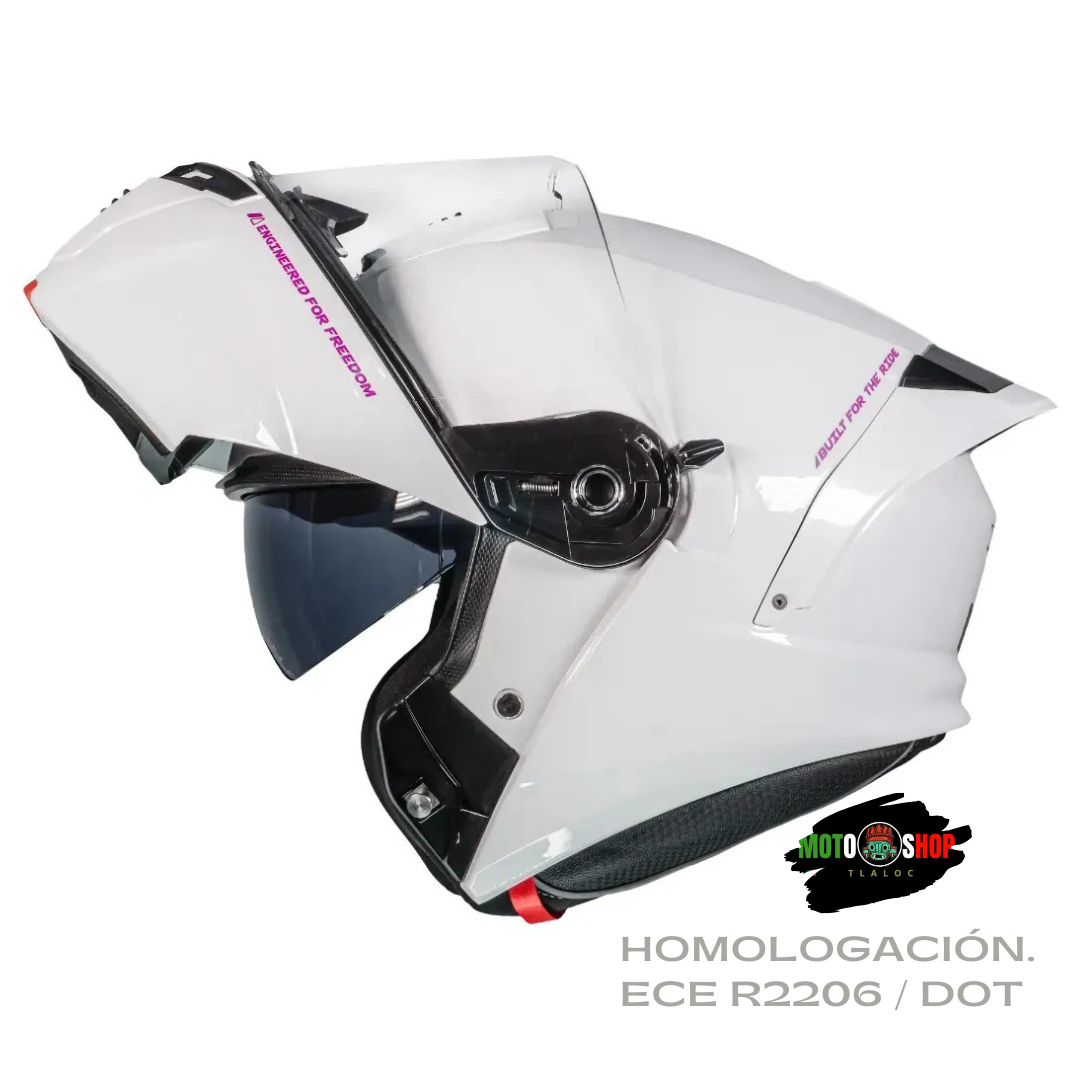 CASCO ABATIBLE XTRONG XTR-128 PHANTOM BLANCO SOLID BRILLOSO
