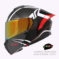 CASCO ABATIBLE XTRONG XTR-128 PHANTOM FLOWING NEGRO ROJO BRILLOSO
