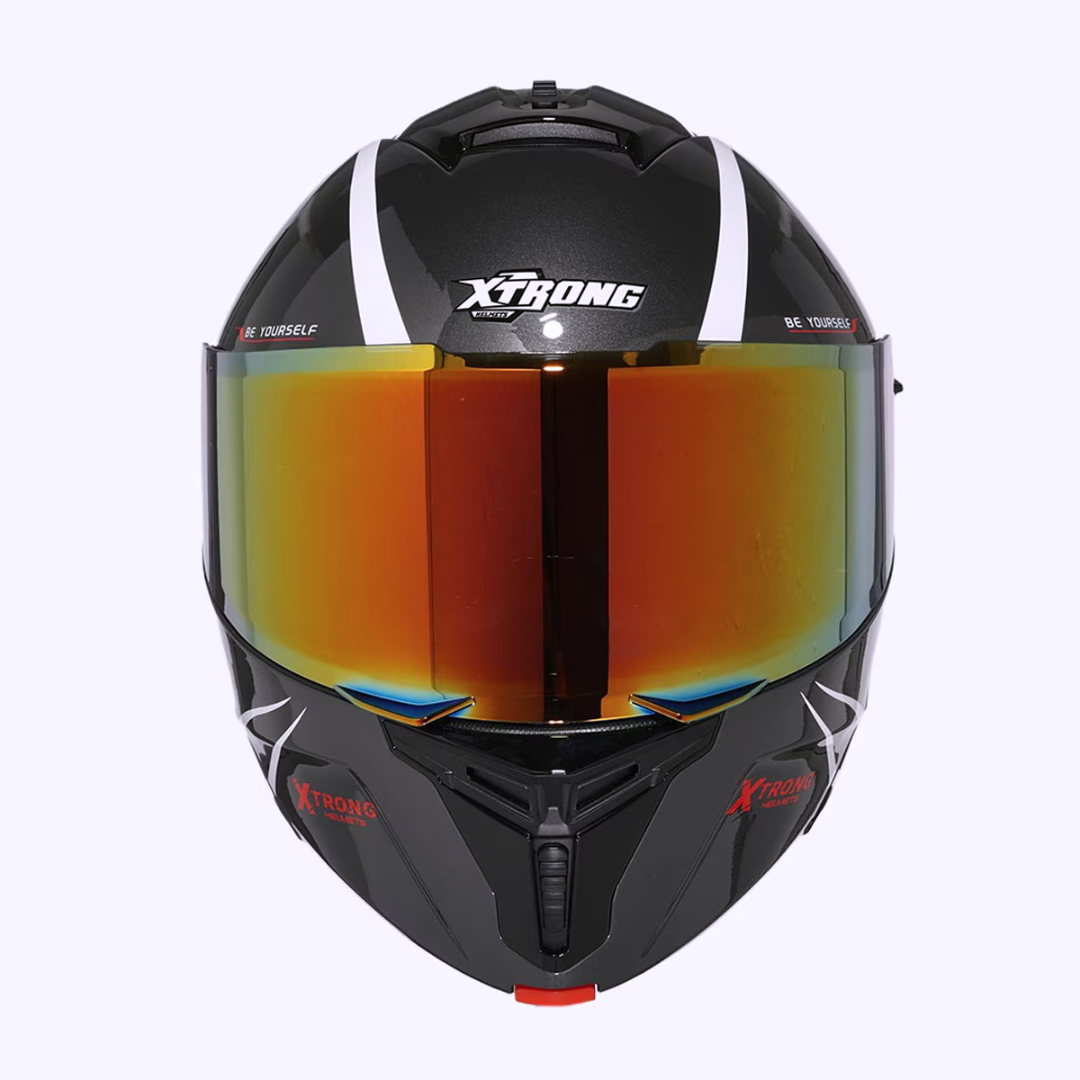CASCO ABATIBLE XTRONG XTR-128 PHANTOM FLOWING NEGRO ROJO BRILLOSO