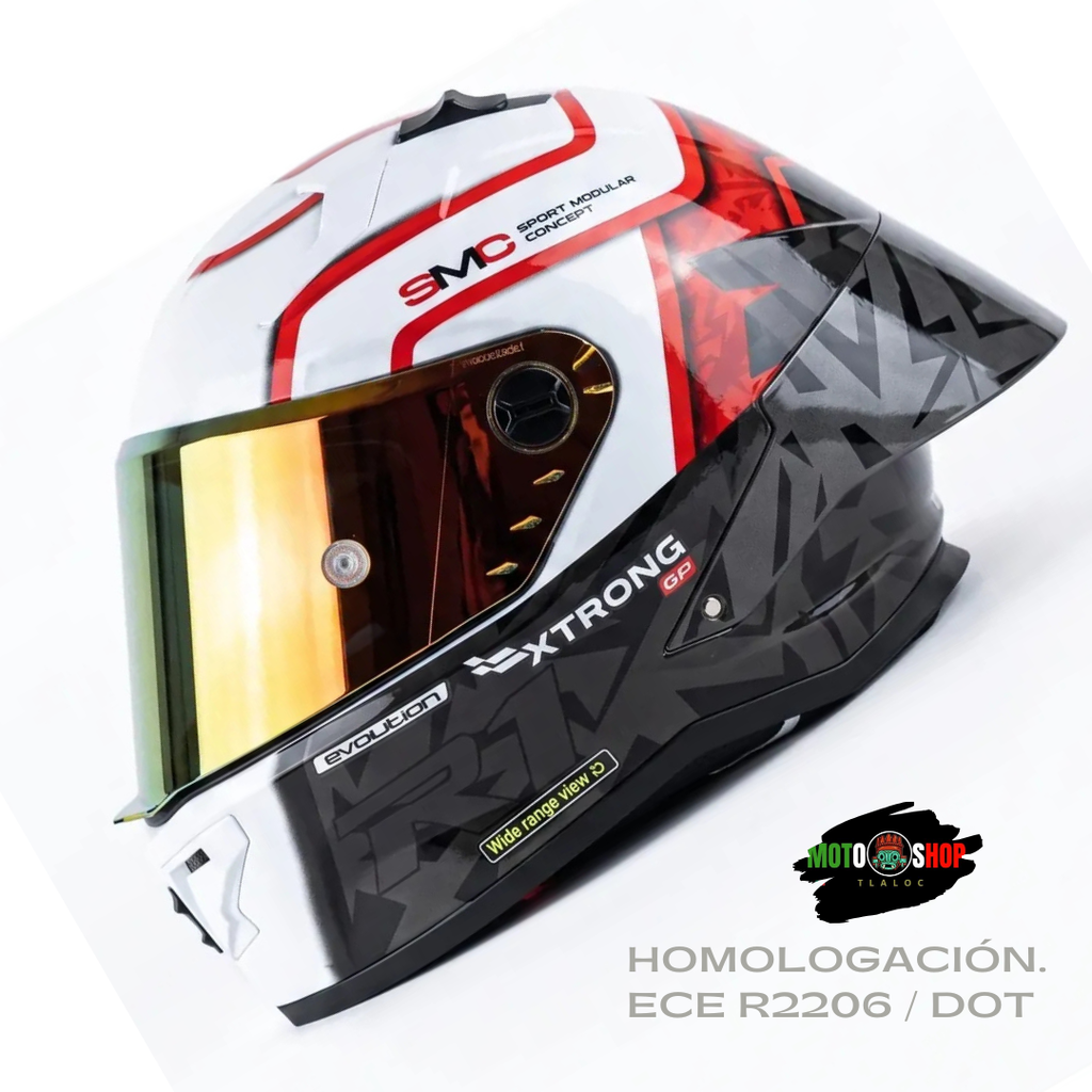 CASCO XTRONG INTEGRAL XTR352 R1 LUSAIL BLANCO ROJO BRILLOSO