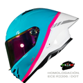 CASCO XTRONG INTEGRAL XTR352 R1 GLOW AZUL BLANCO BRILLOSO
