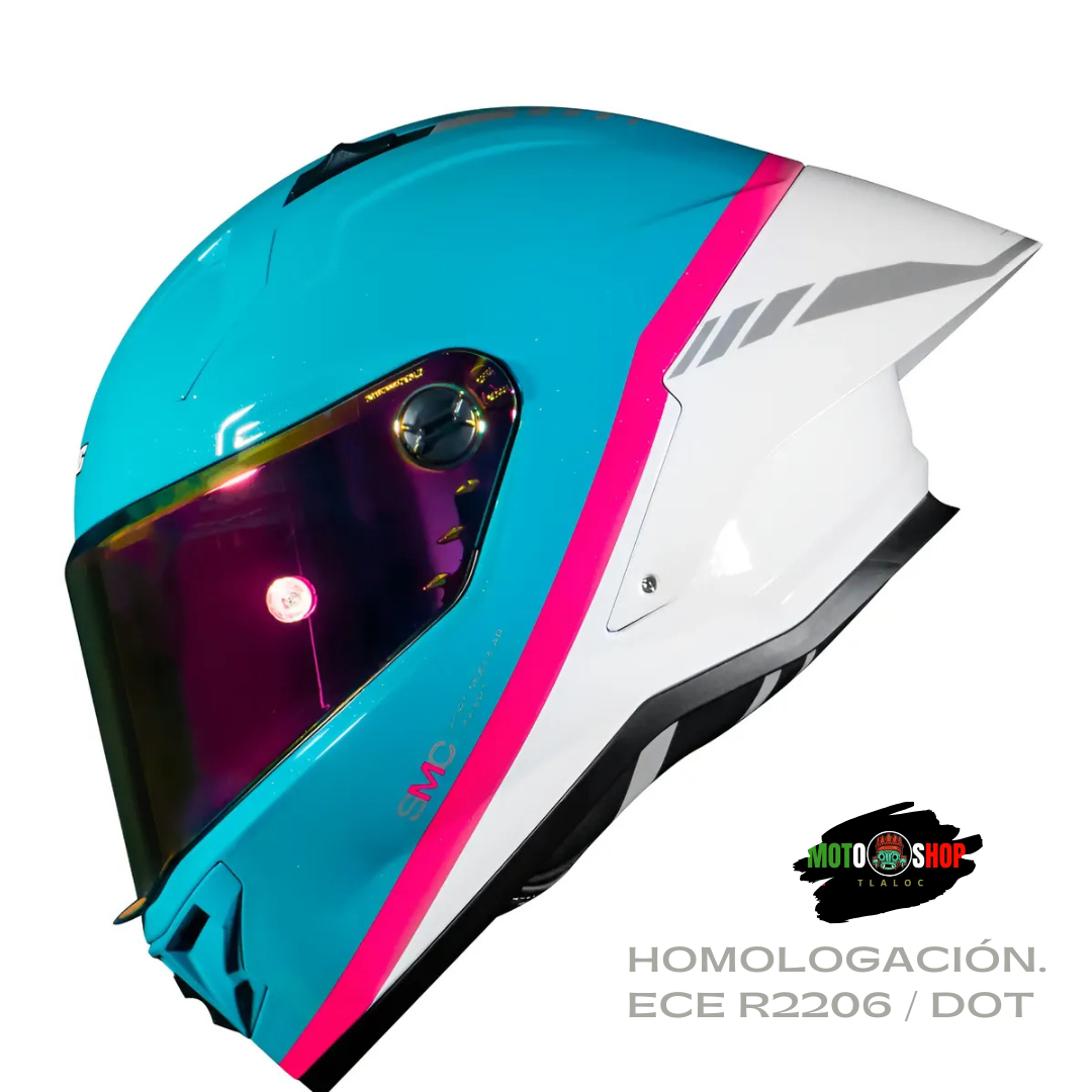CASCO XTRONG INTEGRAL XTR352 R1 GLOW AZUL BLANCO BRILLOSO