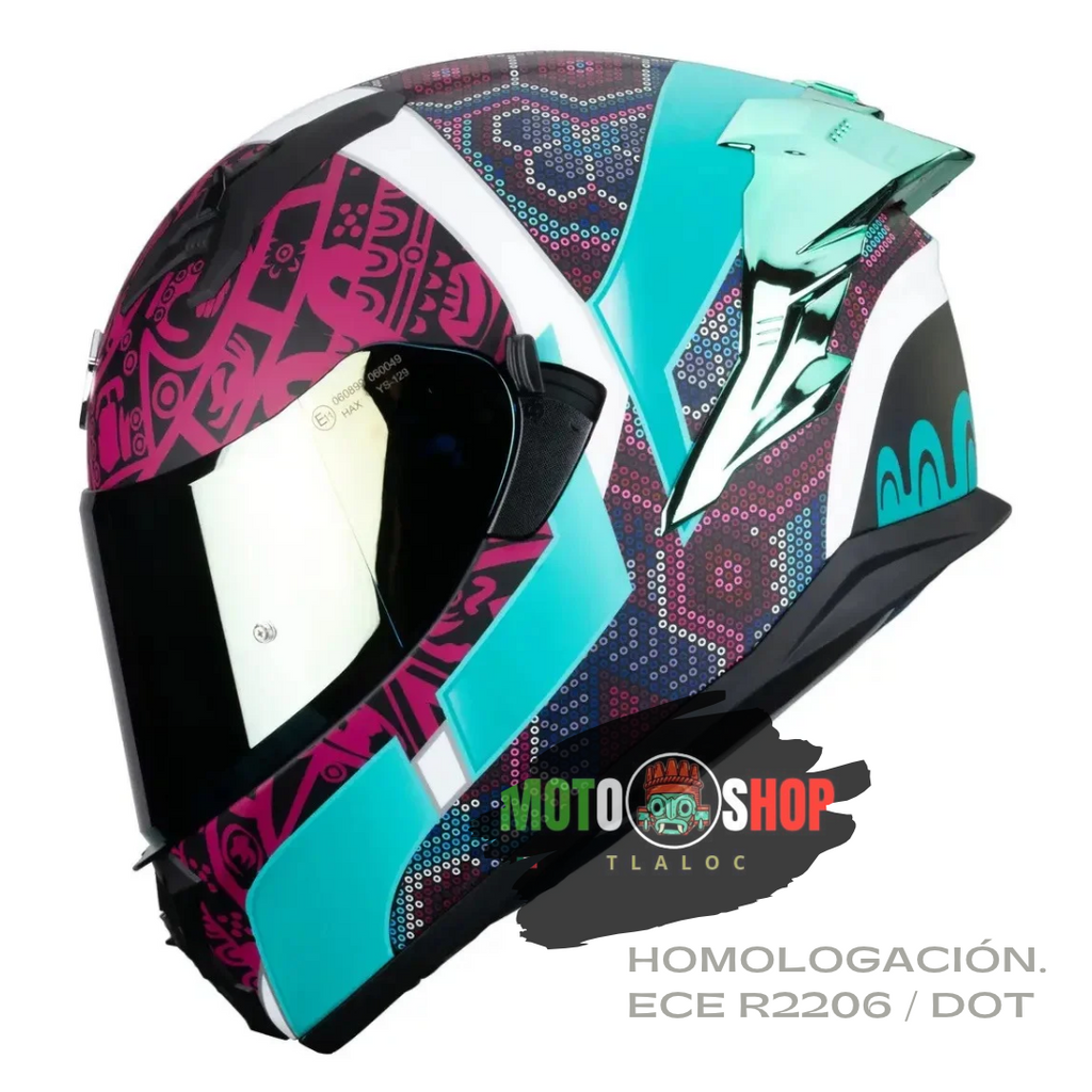 CASCO INTEGRAL HAX OBSIDIAN HUICHOL AQUA MATE