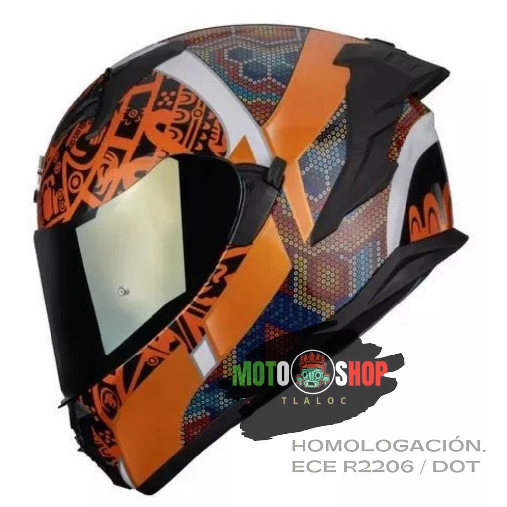 CASCO INTEGRAL HAX OBSIDIAN HUICHOL DORADO BRILLOSO