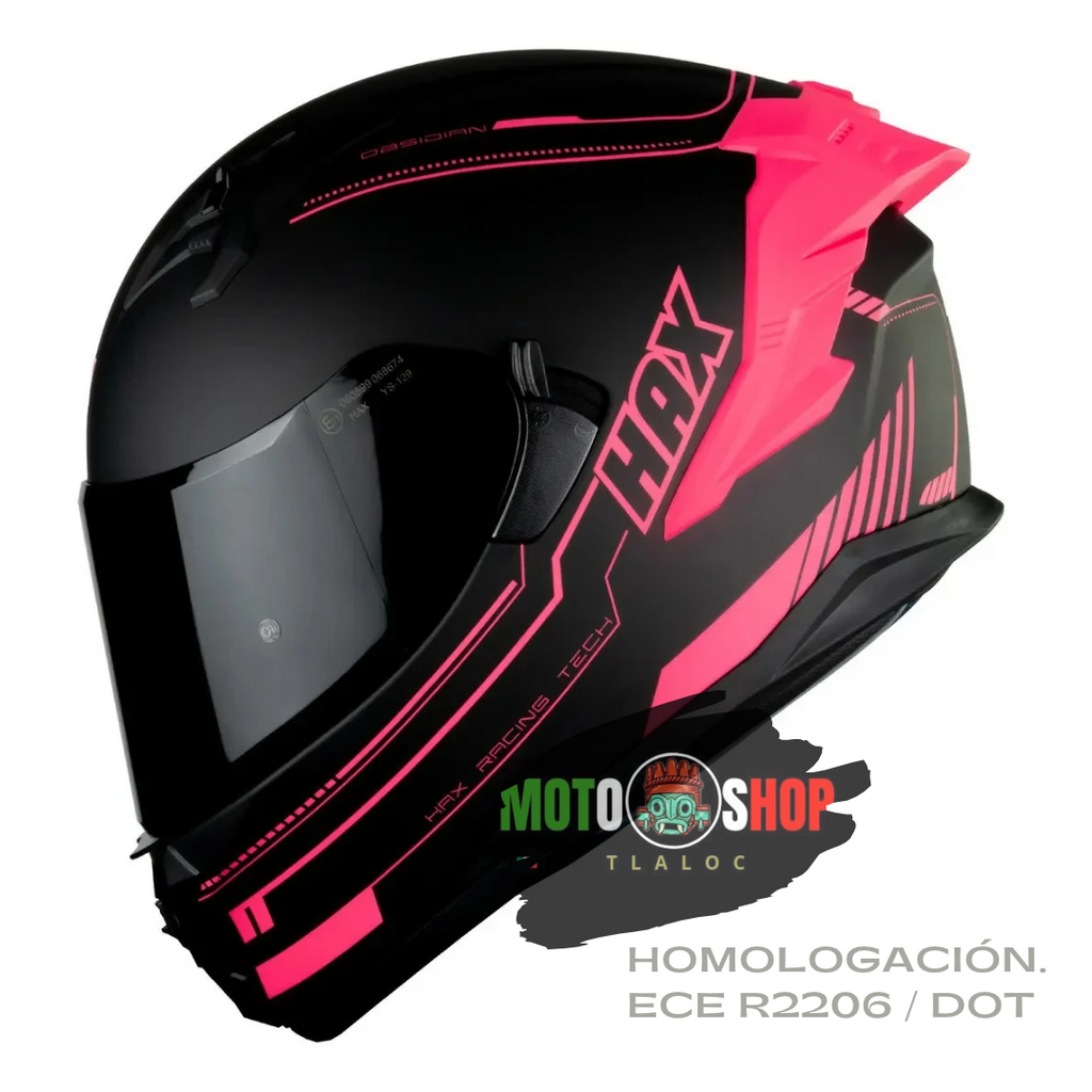 CASCO INTEGRAL HAX OBSIDIAN NEGRO ROSA MATE