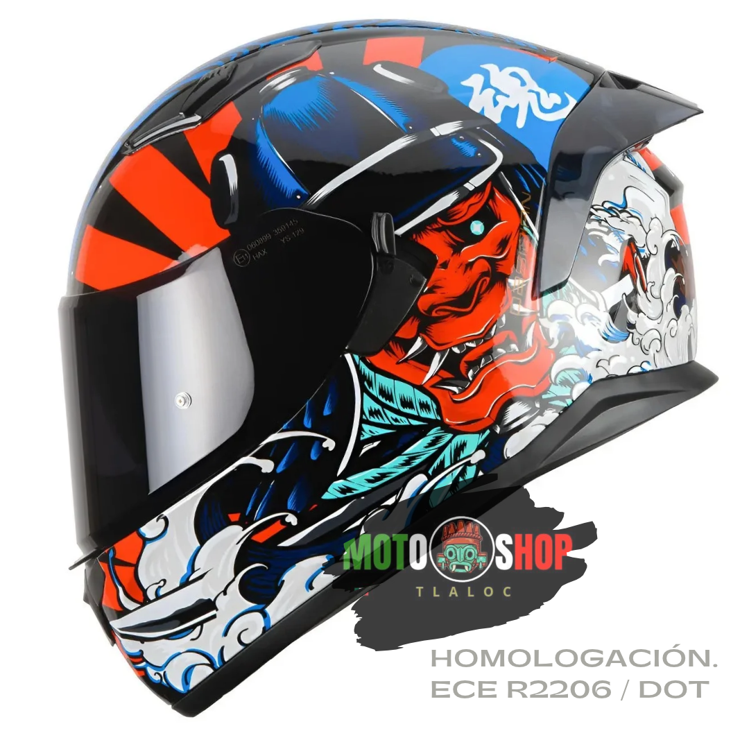 CASCO INTEGRAL HAX OBSIDIAN SAMURAI NEGRO AZUL