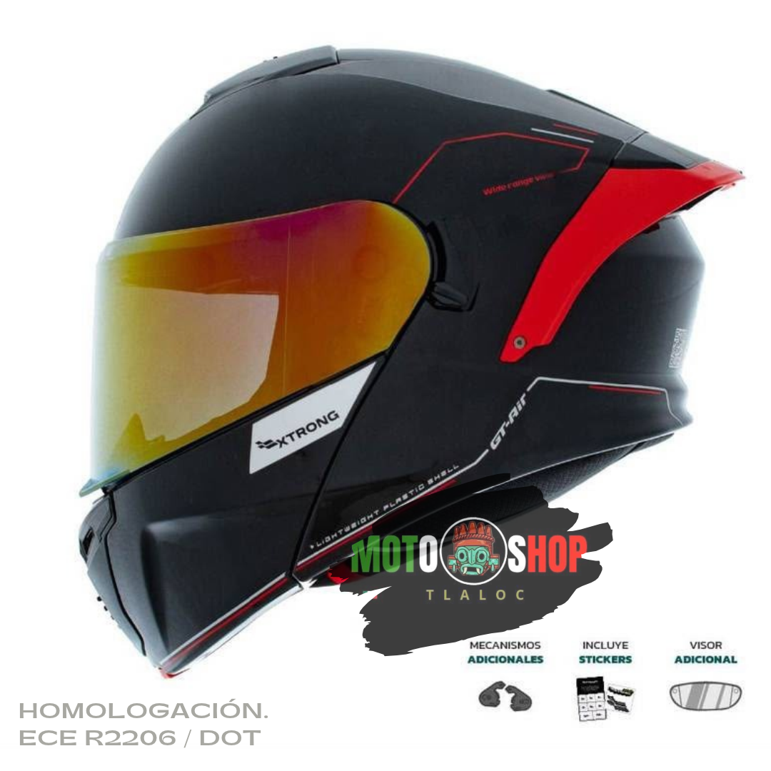 CASCO ABATIBLE XTRONG XTR-128 PHANTOM FLOWING NEGRO SOLID BRILLOSO