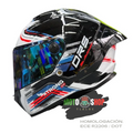 CASCO INTEGRAL XTRONG XTR-DRS DOWN FORCE BLANCO AZUL BRILLOSO