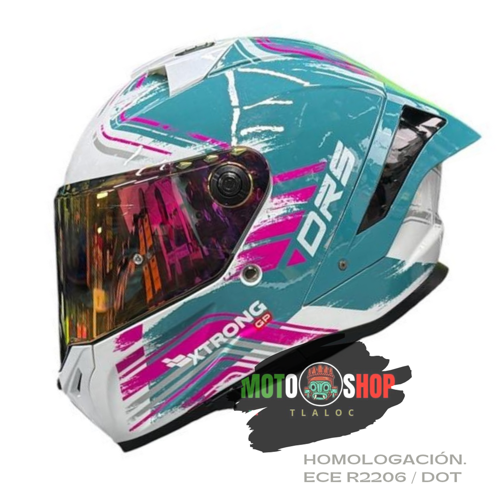 CASCO INTEGRAL XTRONG XTR-DRS DOWN TURQUESA BRILLOSO