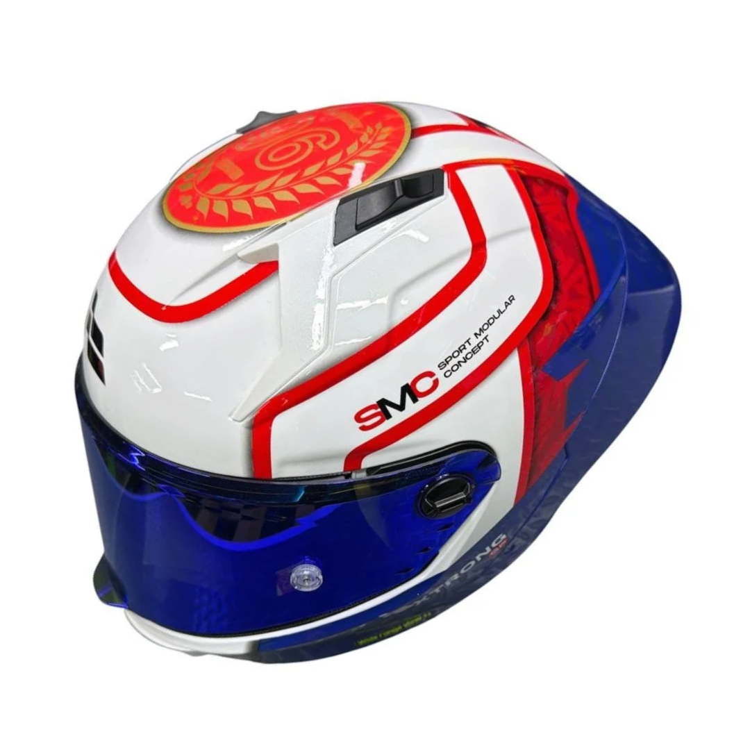 CASCO XTRONG INTEGRAL XTR352 LUSAIL BLANCO AZUL BRILLOSO