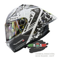 CASCO XTRONG INTEGRAL XTR352 R1 FRAGMENT GRIS BLANCO BRILLOSO