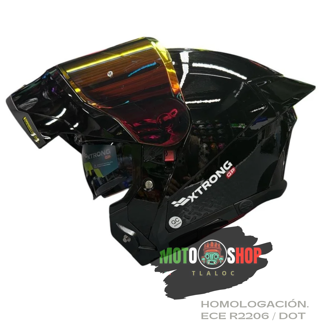 CASCO XTRONG ABATIBLE XTR-GP SKY NEGRO BRILLOSO