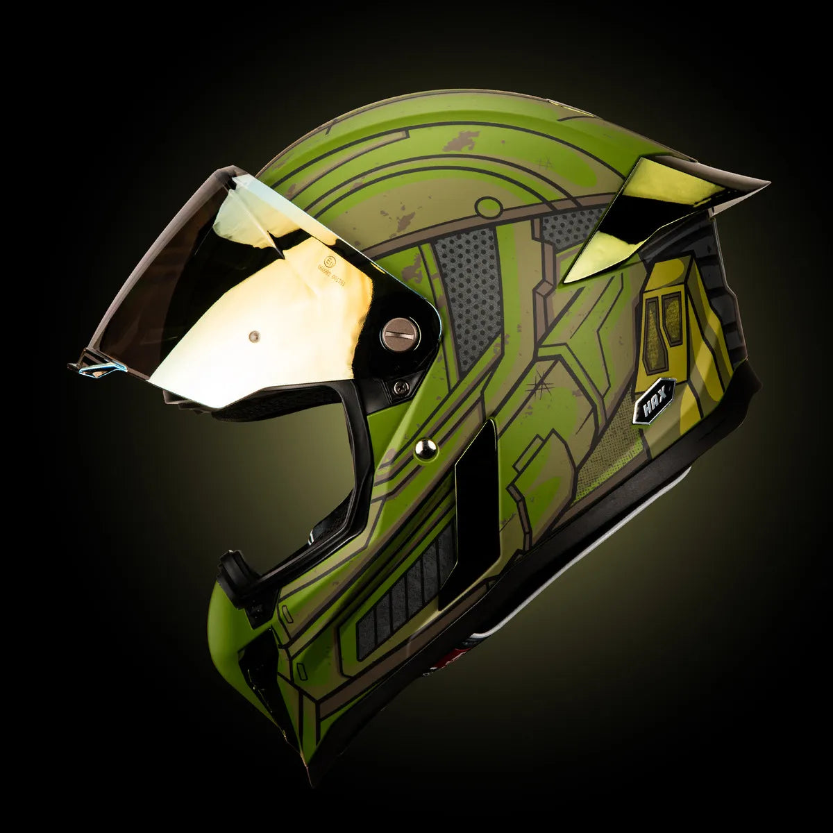 CASCO INTEGRAL HAX BLACK PEARL APARTAN VERDE MATE