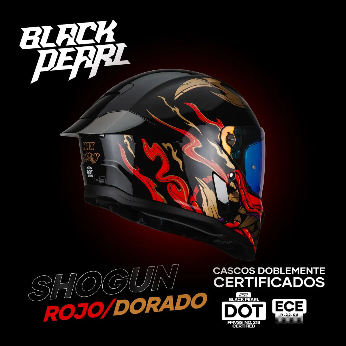 CASCO INTEGRALHAX BLACK PEARL SHOGUN BRILLOSO