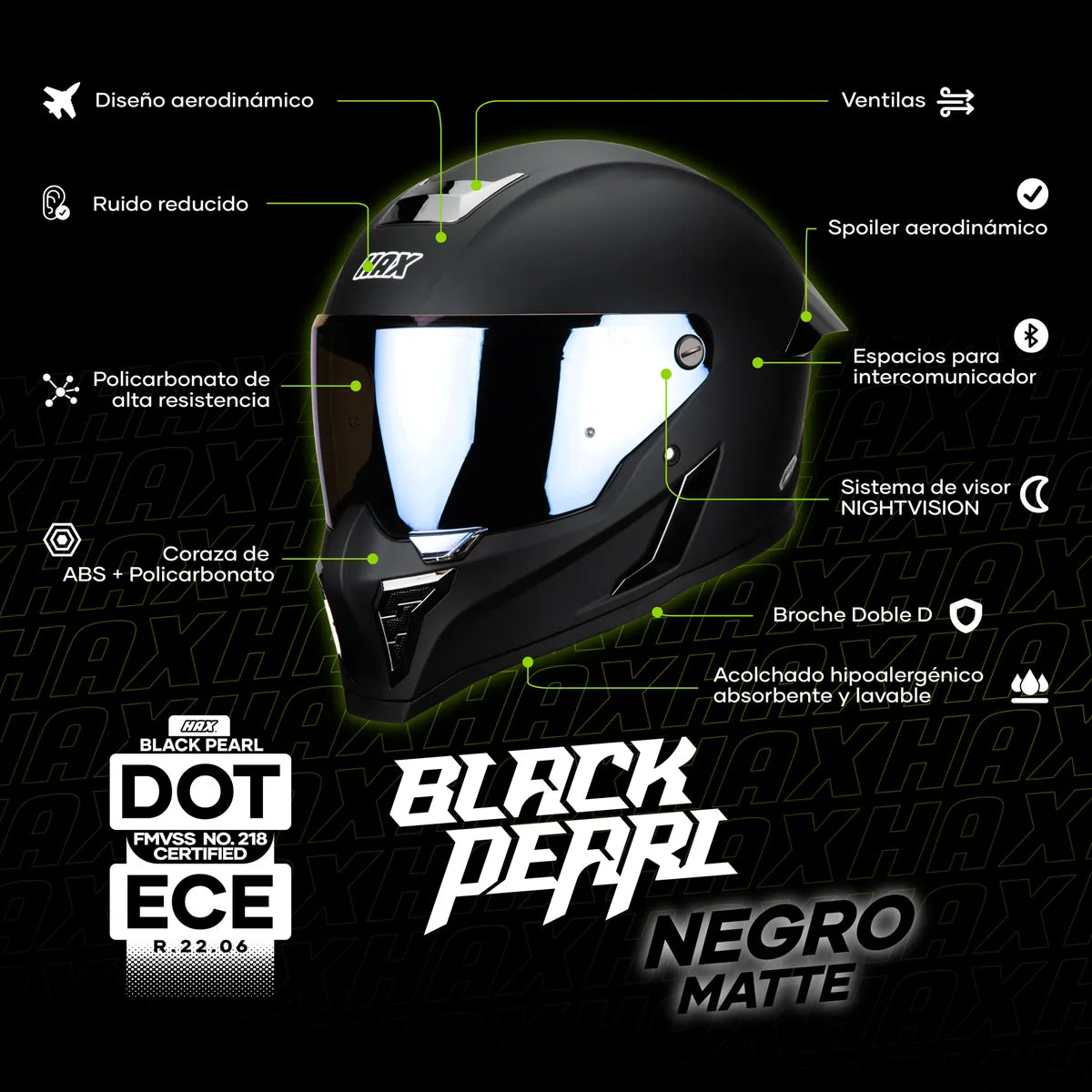 CASCO INTEGRALHAX BLACK PEARL SOLID NEGRO MATE