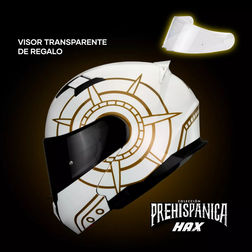 CASCO HAX ABATIBLE AMATISTA TONATIUH BLANCO BRILLOSO