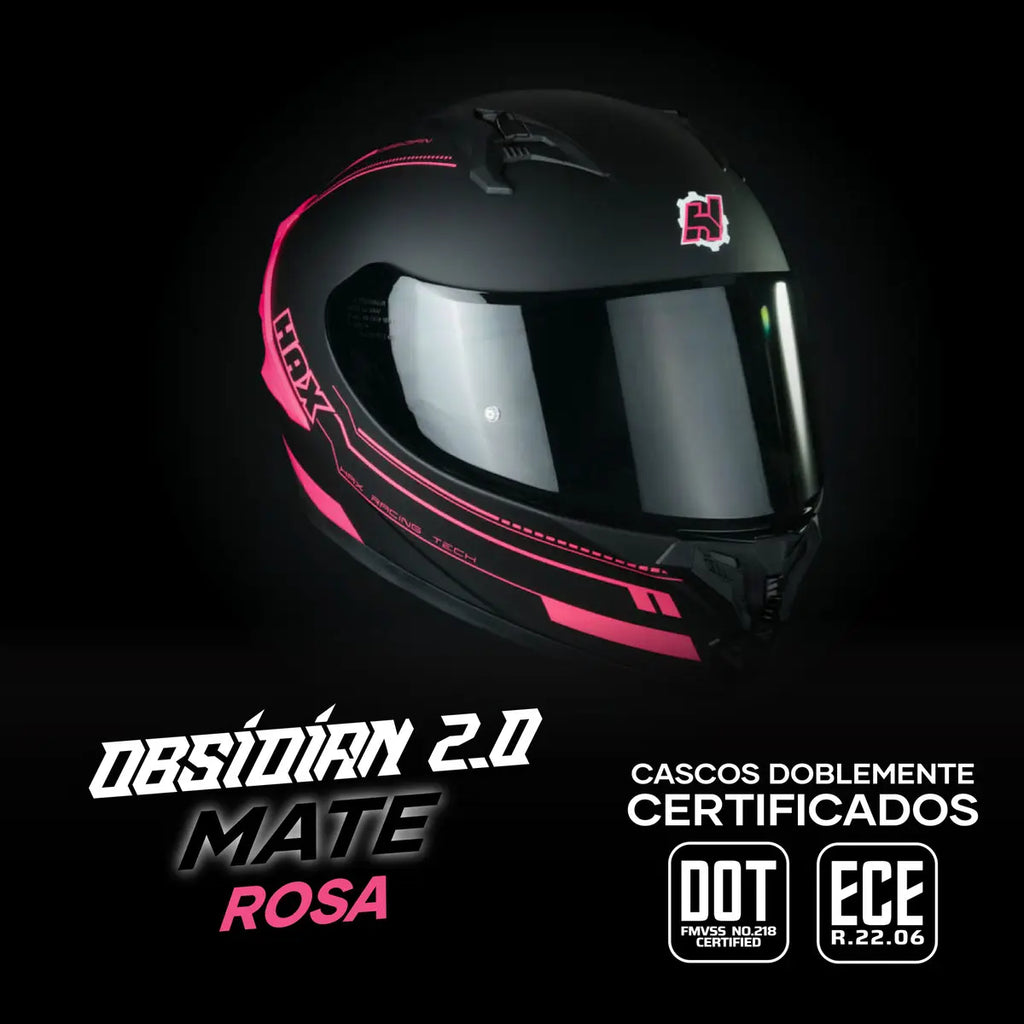 CASCO INTEGRAL HAX OBSIDIAN NEGRO ROSA MATE