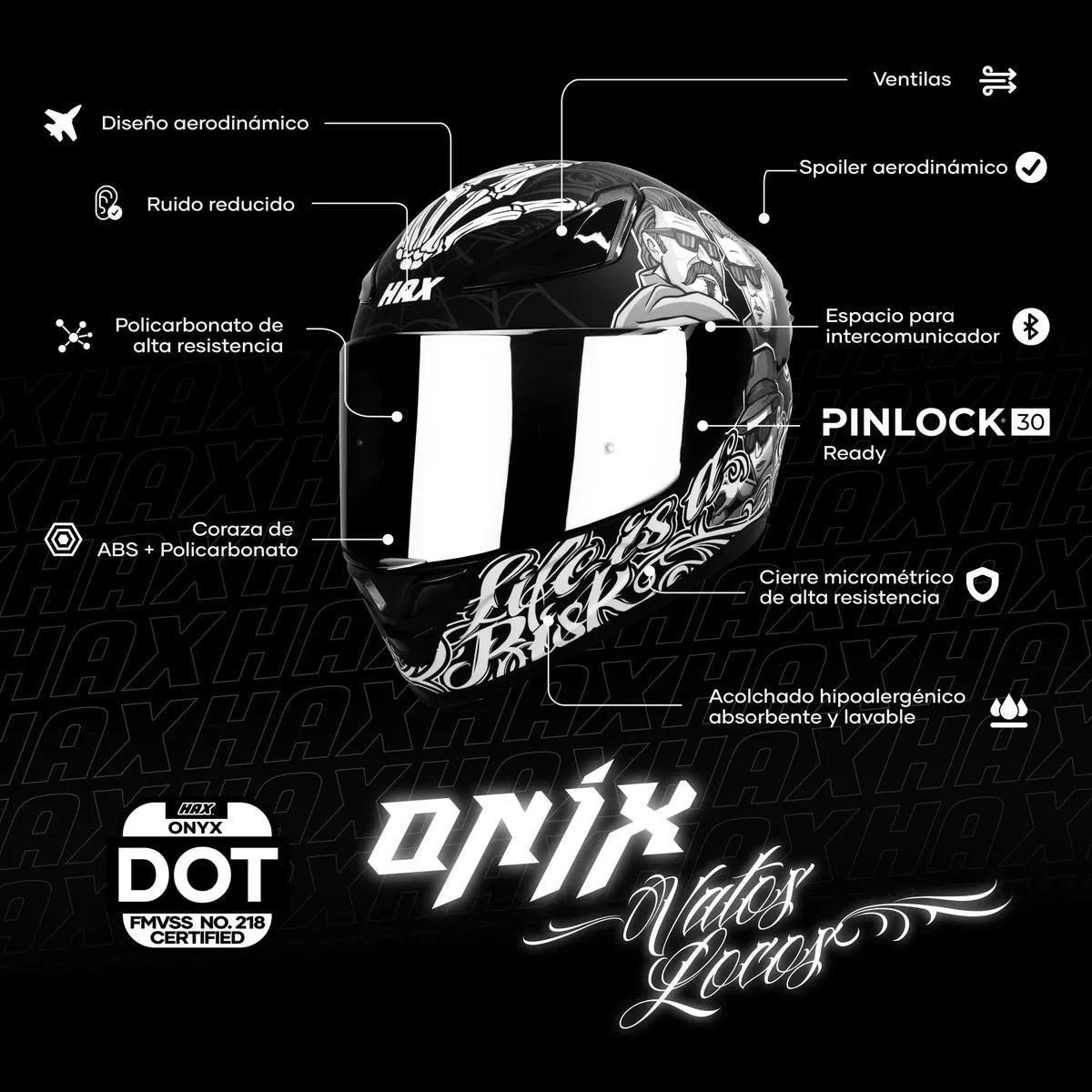 CASCO INTEGRAL HAX VATOS LOCOS MATE