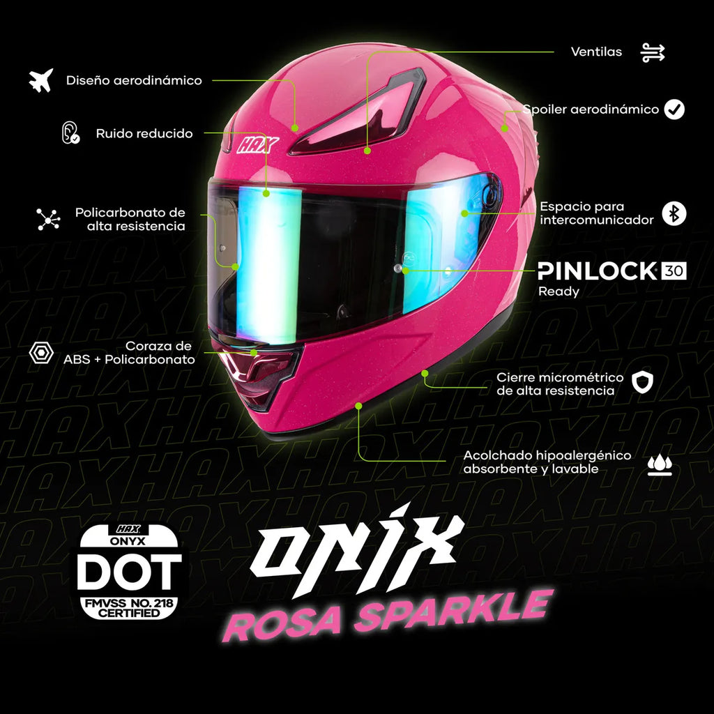 CASCO INTEGRAL HAX ONIX SOLID ROSA BRILLOSO