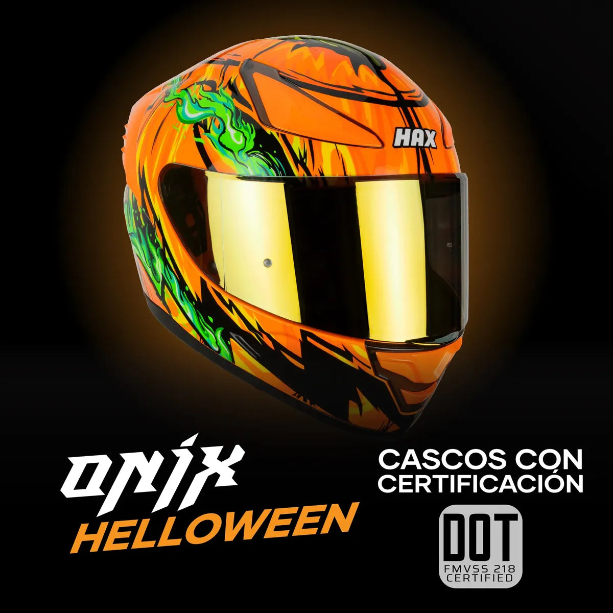CASCO INTEGRAL HAX ONIX HALLOOWEN BRILLOSO
