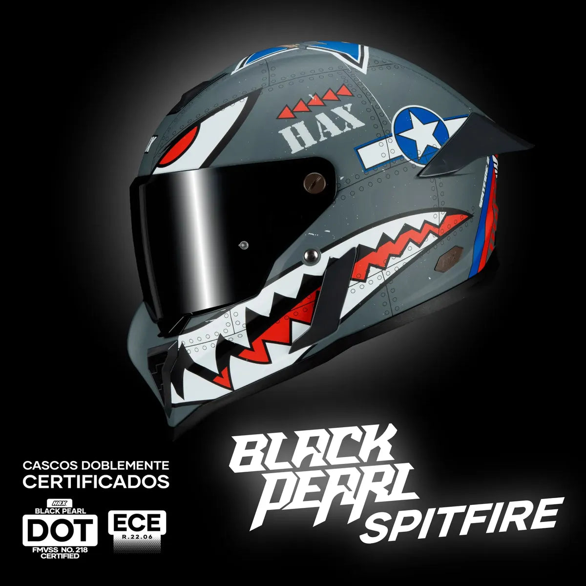 CASCO INTEGRAL HAX BLACK PEARL Spitfire GRIS MATE