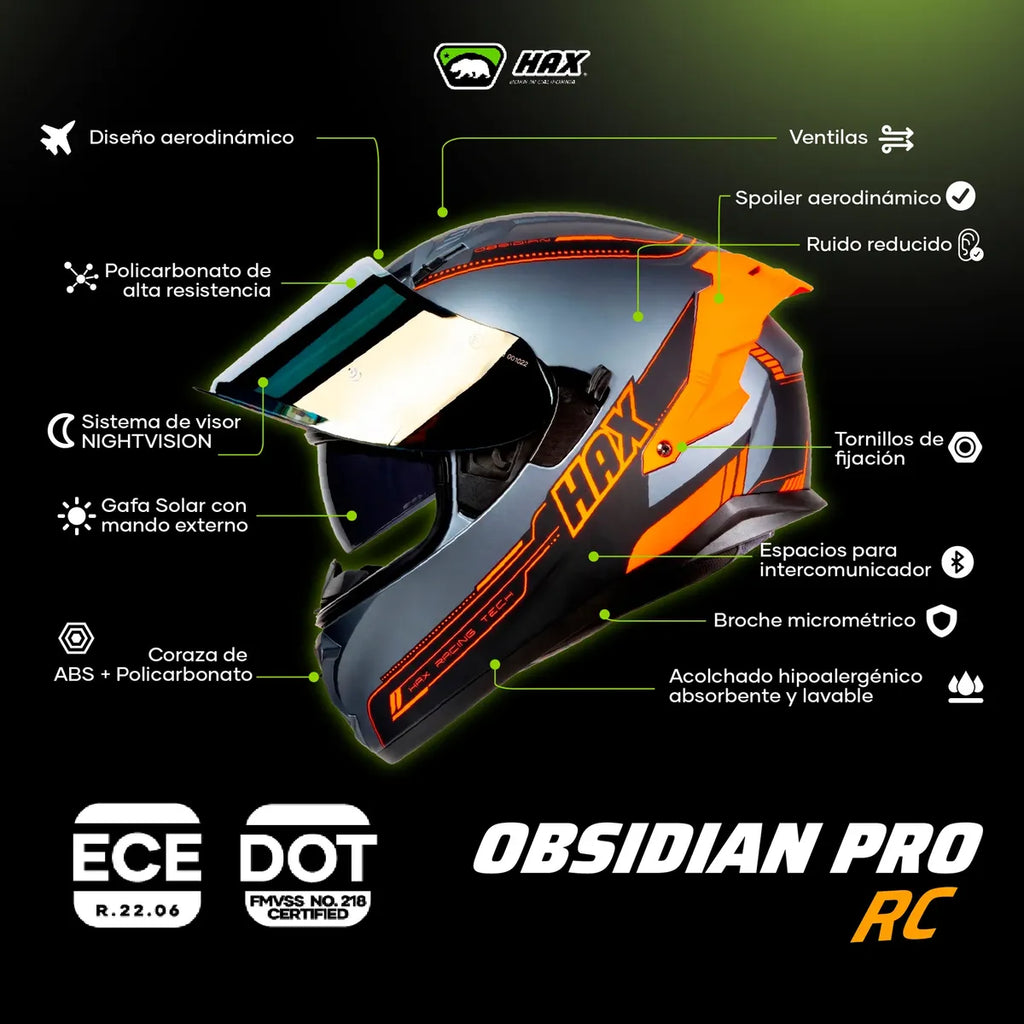 CASCO INTEGRAL HAX OBSIDIAN PRO RC KTM