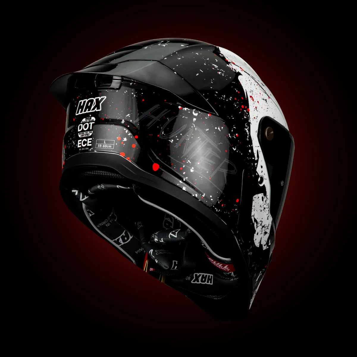 CASCO INTEGRAL HAX BLACK PEARL HUNTER NEGRO BLANCO BRILLOSO
