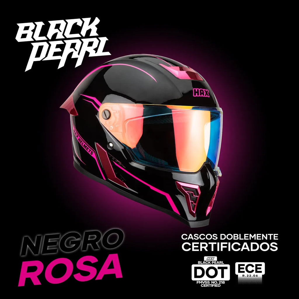 CASCO INTEGRALHAX BLACK PEARL NEGRO ROSA BRILLOSO