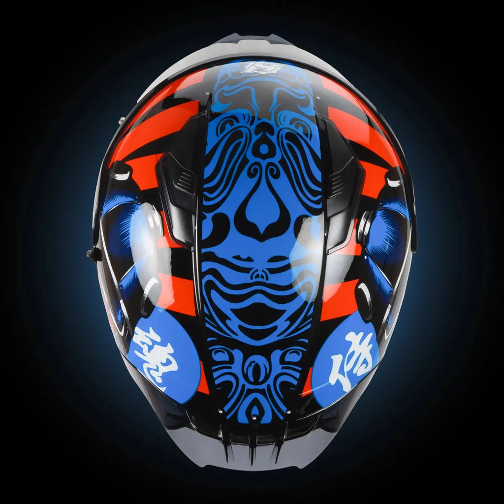 CASCO INTEGRAL HAX OBSIDIAN SAMURAI NEGRO AZUL