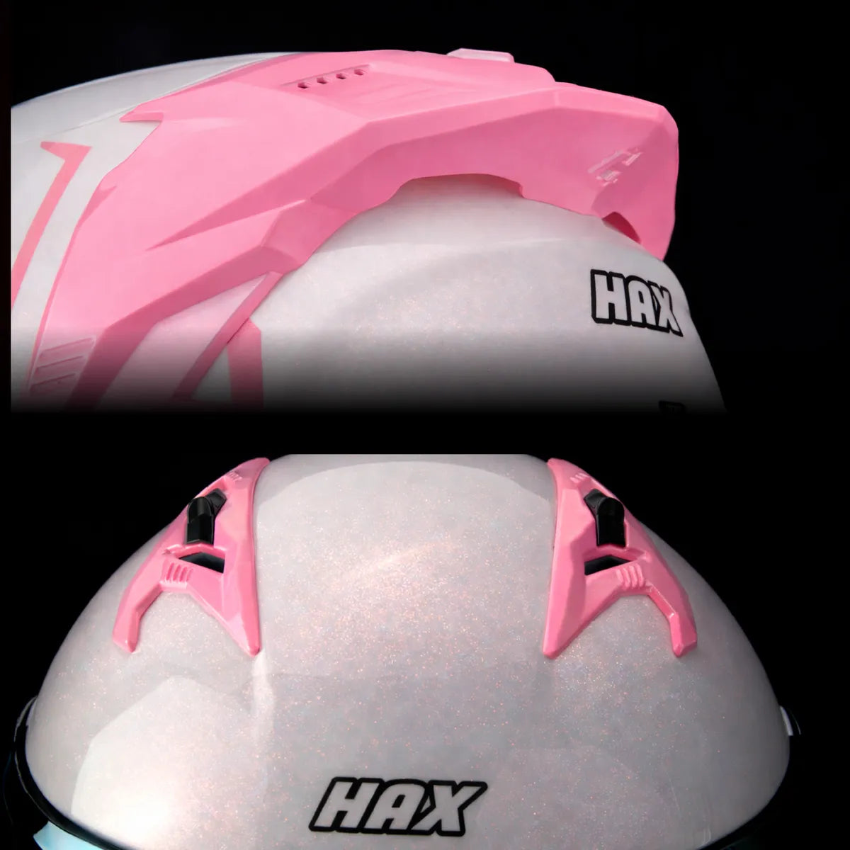 CASCO ABATIBLE HAX OBSIDIAN BLANCO ROSA BRILLOSO