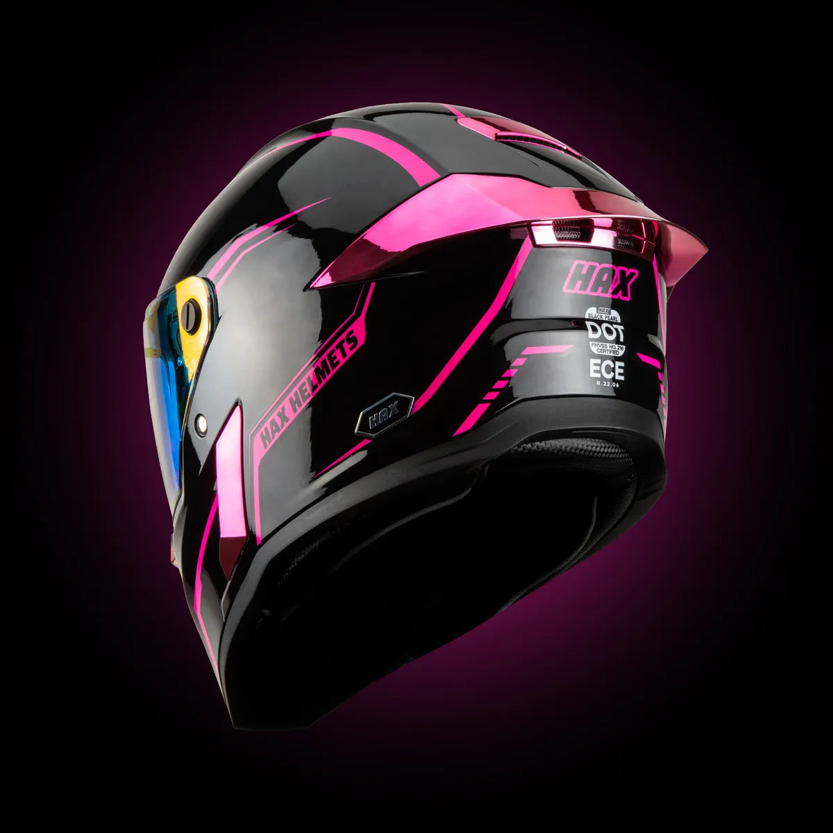 CASCO INTEGRALHAX BLACK PEARL NEGRO ROSA BRILLOSO