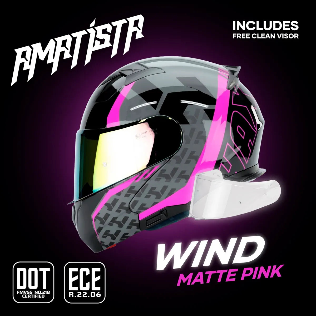 CASCO HAX ABATIBLE AMATISTA WIND ROSA BRILLOSO