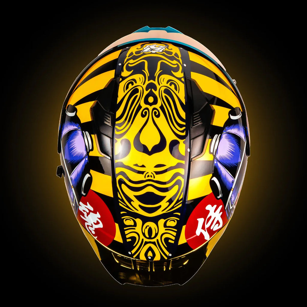 CASCO INTEGRAL HAX OBSIDIAN SAMURAI NEGRO DORADO BRILLOSO