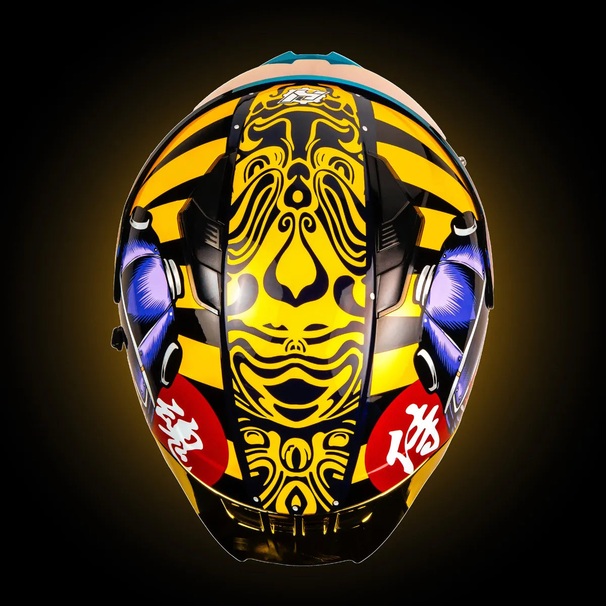 CASCO INTEGRAL HAX OBSIDIAN SAMURAI NEGRO DORADO BRILLOSO