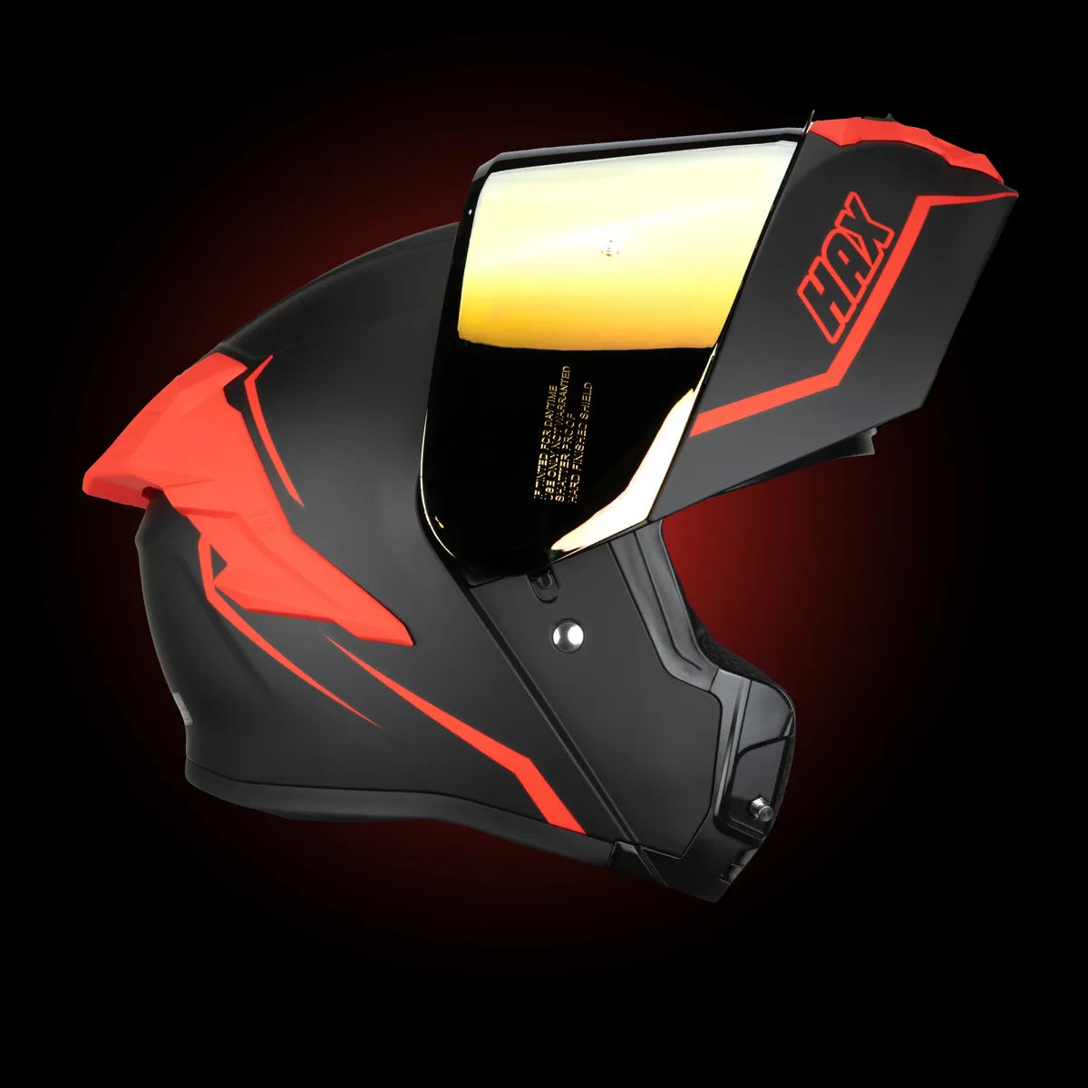 CASCO ABATIBLE HAX OBSIDIAN NEGRO ROJO MATE