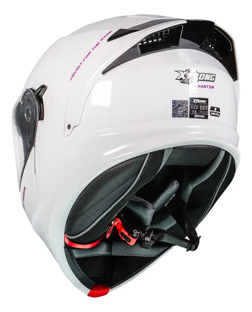CASCO ABATIBLE XTRONG XTR-128 PHANTOM BLANCO SOLID BRILLOSO