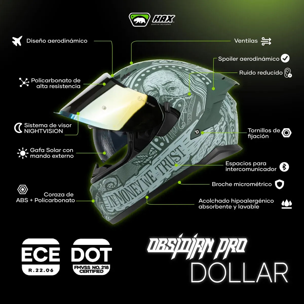 CASCO HAX INTEGRAL OBSIDIAN DOLAR MATE